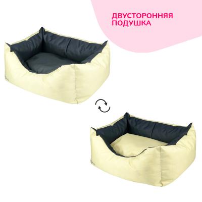 Лежанка (Зооэкспресс) 758132 пухлик «Oxford» №3 двухсторонняя 55*40*23 см бежевый/серый фото