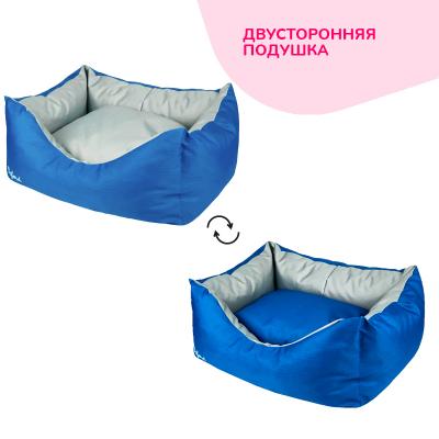 Лежанка (Зооэкспресс) 758113 пухлик «Oxford» №1 двухсторонняя 43*32*21 см синий/серый фото