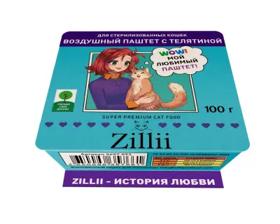 ZILLII 0,1кг воздушный паштет телятина консервы (ламистер) для стерилизованных кошек (357661) фото