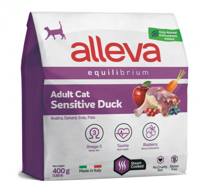 Alleva Equilibrium Sensitive 0,4кг с уткой сухой корм для взрослых кошек (101073)