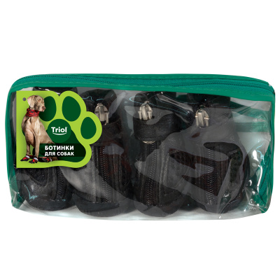 Ботинки (Triol) черные для собак, 35x35x40мм (уп.4шт.) YXS216-1  фото