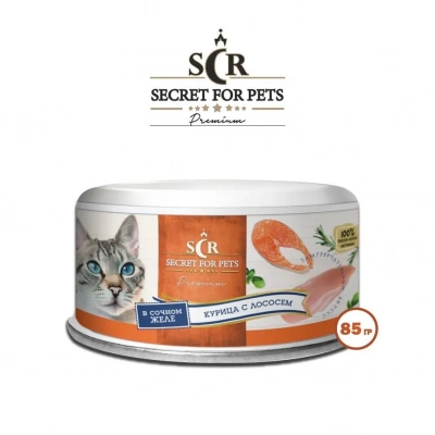 Секрет (Secret) Премиум 0,085кг курица с лососем в желе консервы для кошек (021900) фото
