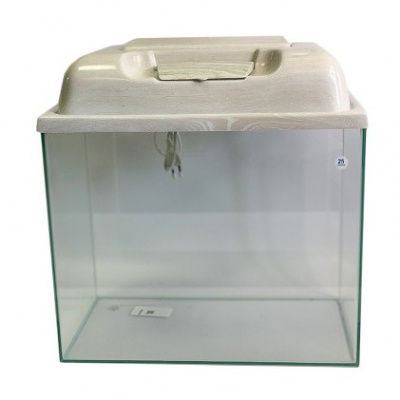 Аквариум (Голдфиш) 25л (38*21*33,7) прямоугольный с крышкой беленый дуб и диодной лампой ПР25F Е14 бду