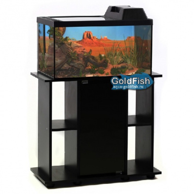 Террариум Голдфиш 50л (55*33*29,1) с черной крышкой и диод.лампой Тер50F Е14 чер