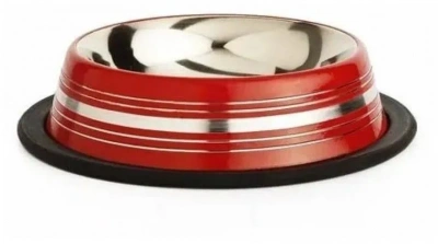 Миска (Beeztees) 653736 стальная нескользящая розовая в полосочку 180мл*11см фото