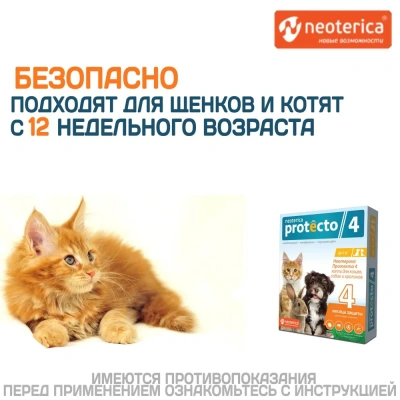 Protecto Neoterica капли для кошек и собак и кроликов 4КГ 2ШТ P301 (ЛИЦЕНЗИЯ)  фото