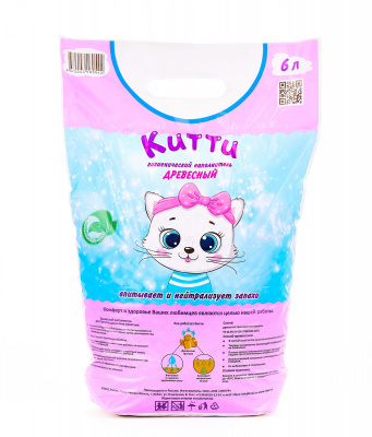 Наполнитель (Китти) 6л древесный для кошек (белая гранула) фото