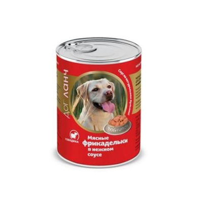Дог Ланч 0,85кг мясные фрикадельки в нежном соусе говядина консервы для собак (77795) фото