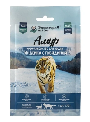 ТерриториЯ Амур 5 шт. х 0,02кг  Крем-лакомство для кошек Индейка с говядиной фото ТерриториЯ Амур 5 шт. х 0,02кг  Крем-лакомство для кошек Индейка с говядиной фото