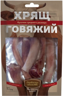 Деревенские лакомства 0,075кг хрящ говяжий средний размер для собак (72500040) фото Деревенские лакомства 0,075кг хрящ говяжий средний размер для собак (72500040) фото