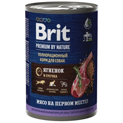 Brit Premium by Nature 0,41кг ягненок гречка консервы для взрослых собак всех пород с чувствительным пищеварением (51113) фото
