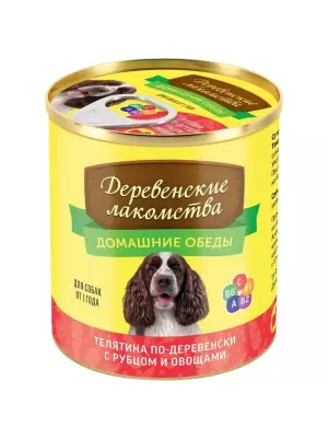 Деревенские лакомства Домашние обеды 0,24кг консервы телятина с рубцом и овощами для собак (76135511) фото