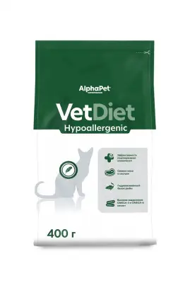 AlphaPet Vet Diet (АльфаПет) 0,4кг Hypoallergenic сухой при пищевой аллергии и непереносимости ингредиентов для кошек (655261) фото AlphaPet Vet Diet (АльфаПет) 0,4кг Hypoallergenic сухой при пищевой аллергии и непереносимости ингредиентов для кошек (655261) фото