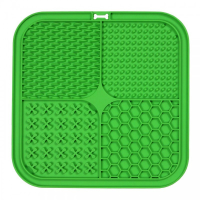 Силиконовая миска (PerseiLine) НА ПРИСОСКАХ для лизания, медленного кормления 20х20х1 зеленый