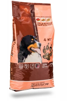 Дилли 4кг сухой корм для собак говяжья печень с овсянкой (003821) (4) фото