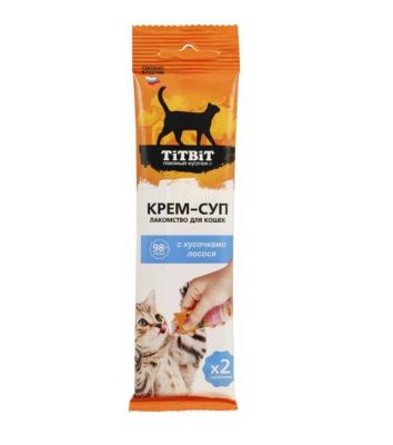 Крем-суп TiTBiT для кошек с кусочками лосося (10 г х 2 упак)