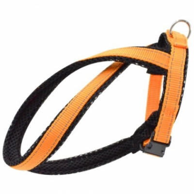 Шлейка (Зооэкспресс) 5732A FRESH LINE 15 мм капрон/сетка Х-образная, регулируемая от 30 до 40 см апельсиновая