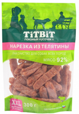 TiTBiT 0,3кг нарезка из телятины для собак всех пород - XXL фото TiTBiT 0,3кг нарезка из телятины для собак всех пород - XXL фото