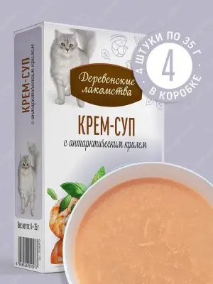 Деревенские лакомства 0,035кг*4шт крем-суп с антарктическим крилем, пауч (76050977) фото
