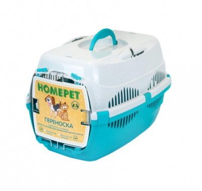 Переноска (Homepet) 43х29х27см для животных малая бирюзово-белая Переноска (Homepet) 43х29х27см для животных малая бирюзово-белая