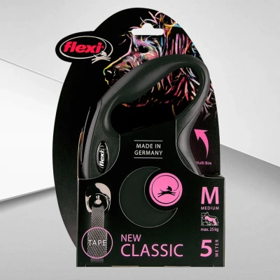 Рулетка (Flexi) Classic New М ремень 5м до 25кг черный фото Рулетка (Flexi) Classic New М ремень 5м до 25кг черный фото