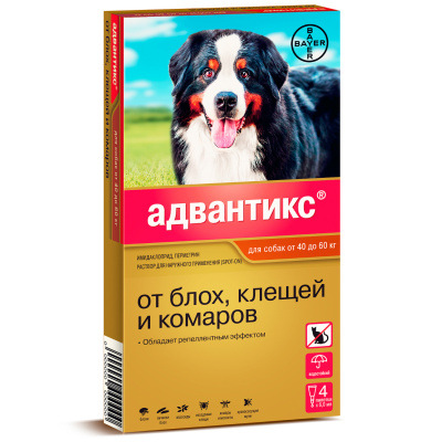 Адвантикс капли (4пип х 6мл) против паразитов для собак 40-60кг (ЛИЦЕНЗИЯ) Адвантикс капли (4пип х 6мл) против паразитов для собак 40-60кг (ЛИЦЕНЗИЯ)