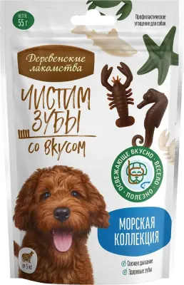 Деревенские лакомства 0,055кг Чистим зубы Морская коллекция для собак, (79219968) фото