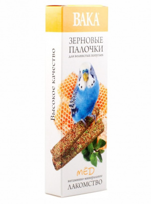 Лакомство (Вака) Зерновые палочки для волнистых попугаев "мёд" 2шт. Лакомство (Вака) Зерновые палочки для волнистых попугаев "мёд" 2шт.
