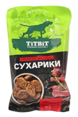 TiTBiT 0,055кг сухарики с телятиной лакомство для собак TiTBiT 0,055кг сухарики с телятиной лакомство для собак