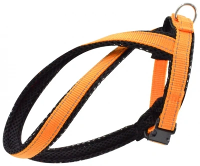 Шлейка (Зооэкспресс) 5735 A FRESH LINE 20 мм капрон/сетка Х-образная, регулируемая от 50 до 65 см апельсиновая