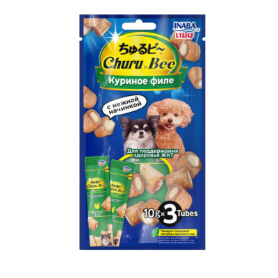 Inaba Churu Bee 0,01кг*3шт RUD1001 Запеченные трубочки для собак Куриное филе для здоровья фото