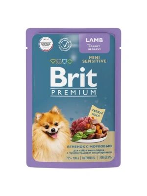 Brit Premium 0,085кг ягненок с морковью в соусе, пауч для взрослых собак мини пород с чувствительным пищеварением (53094) фото