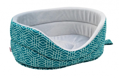 Лежанка (Зооэкспресс) бязь+плюш №4 Геометрия 53*38*18 см морская волна