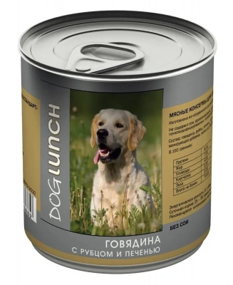 Дог Ланч 0,75кг паштет говядина с рубцом и печенью консервы для собак (73889) фото