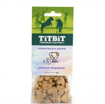 TiTBiT 0,07кг лакомство печенье творожное для щенков  фото