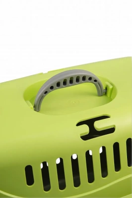 Переноска (Зооэкспресс) 18323 переноска для живот."Турне"L с металлической дверцей (коврик+ремень) 54.5*36*34 см зеленая фото