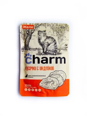 Charm 0,085кг индейка в желе пауч для стерилизованных кошек  фото Charm 0,085кг индейка в желе пауч для стерилизованных кошек  фото