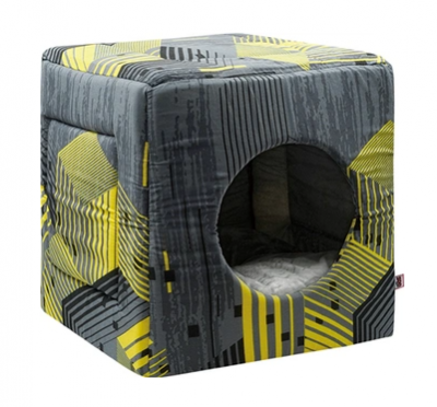 Дом (Зооэкспресс) куб-трансформер 761416 "Геометрия" №1 42*42*40 см желто-серый