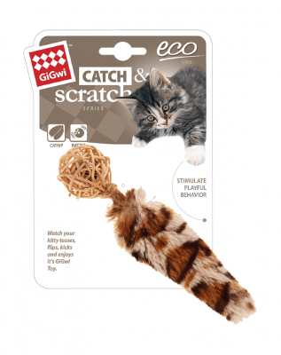 Игрушка (Gigwi) 75439 Плетеный мячик с кошачьей мятой серия CATCH & SCRATCH ECO для кошек, 13см  Игрушка (Gigwi) 75439 Плетеный мячик с кошачьей мятой серия CATCH & SCRATCH ECO для кошек, 13см