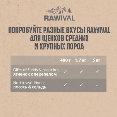 RAWIVAL North Sea’s Finest лосось и сельдь для щенков средних и крупных пород, 0,75 кг фото RAWIVAL North Sea’s Finest лосось и сельдь для щенков средних и крупных пород, 0,75 кг фото