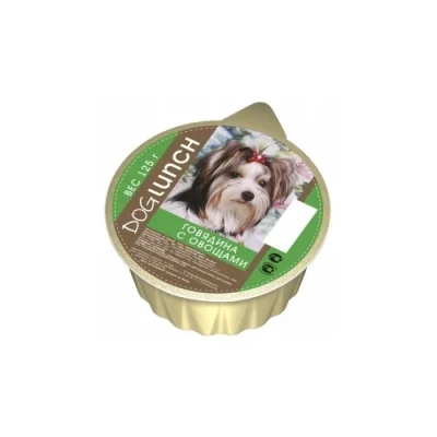 Дог Ланч 0,125кг крем-суфле говядина с овощами ламистер консервы для собак (77306) Дог Ланч 0,125кг крем-суфле говядина с овощами ламистер консервы для собак (77306)