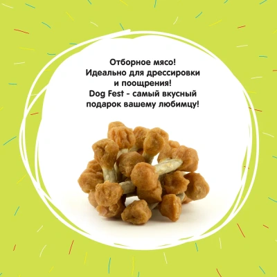 Dog Fest 0,5кг куриные гантельки на жевательной палочке фото Dog Fest 0,5кг куриные гантельки на жевательной палочке фото