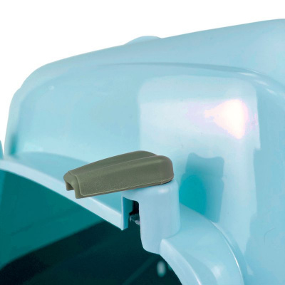 Переноска (Зооэкспресс) 18421 переноска для живот."Турне"L АВИА с металлической дверцей (коврик+ремень) 54.5*36*34 см голубая фото