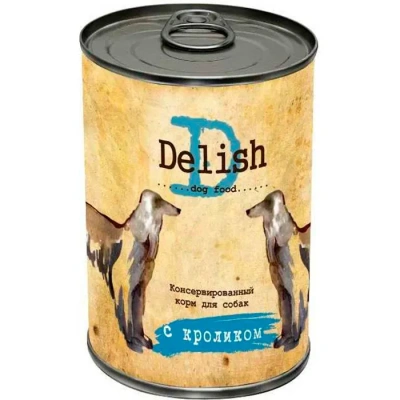 Delish 0,4кг кролик консервы для собак Delish 0,4кг кролик консервы для собак
