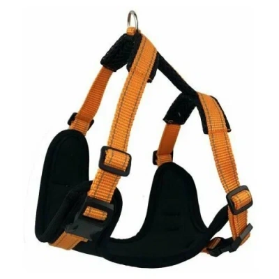 Шлейка (Зооэкспресс) 5804 А FRESH LINE L неопрен, капрон, сетка,ОГ 70-80 см, ОШ 50-60 см, черная с апельсиновым