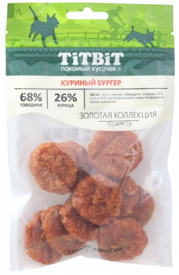 TiTBiT 0,07кг Золотая коллекция куриный бургер для собак