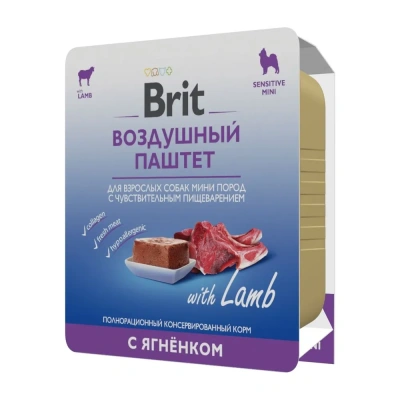 Brit 0,1кг Воздушный паштет ягнёнок для собак мини пород с чувствительным пищеварением, ламистер (5060962) фото