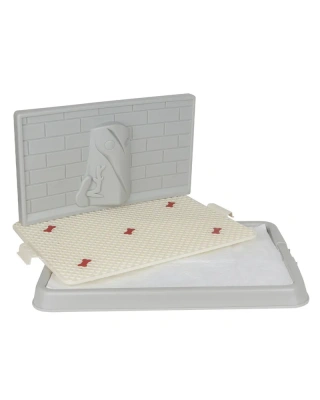 Туалет Stefan со стенкой д/собак малый S 50х38x28см, серый BP1301  фото