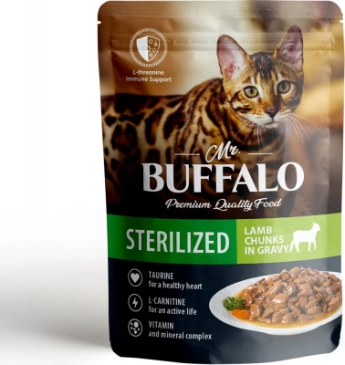 Баффало Mr.Buffalo Adult Sterilized Cat 0,085кг ягненок в соусе влажный для кошек B308 (790150) фото Баффало Mr.Buffalo Adult Sterilized Cat 0,085кг ягненок в соусе влажный для кошек B308 (790150) фото