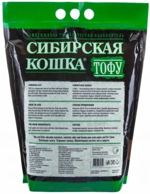 Наполнитель (Сибирская кошка) 12л Тофу зеленый чай, комкующийся фото Наполнитель (Сибирская кошка) 12л Тофу зеленый чай, комкующийся фото